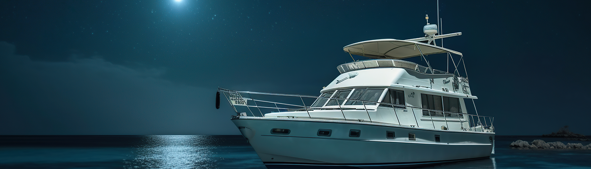 Yacht at night